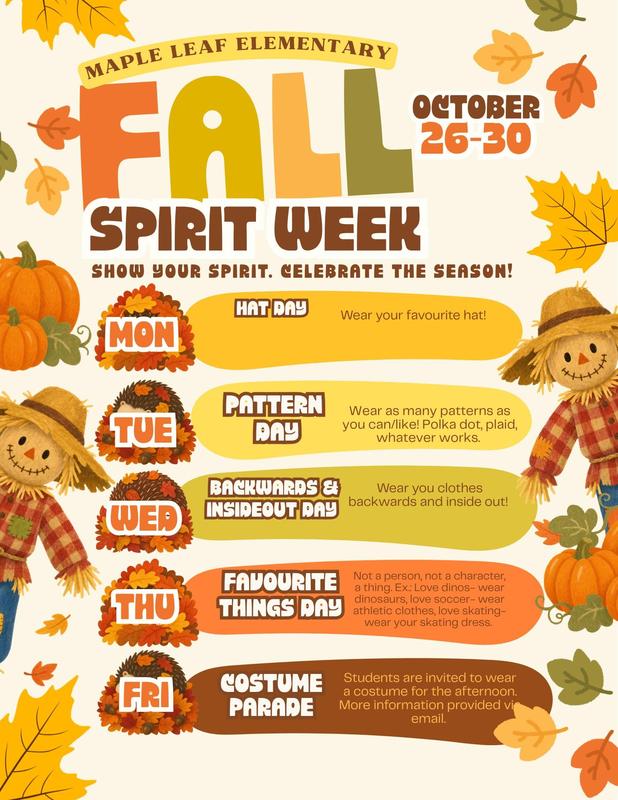 Spirit Week schedule