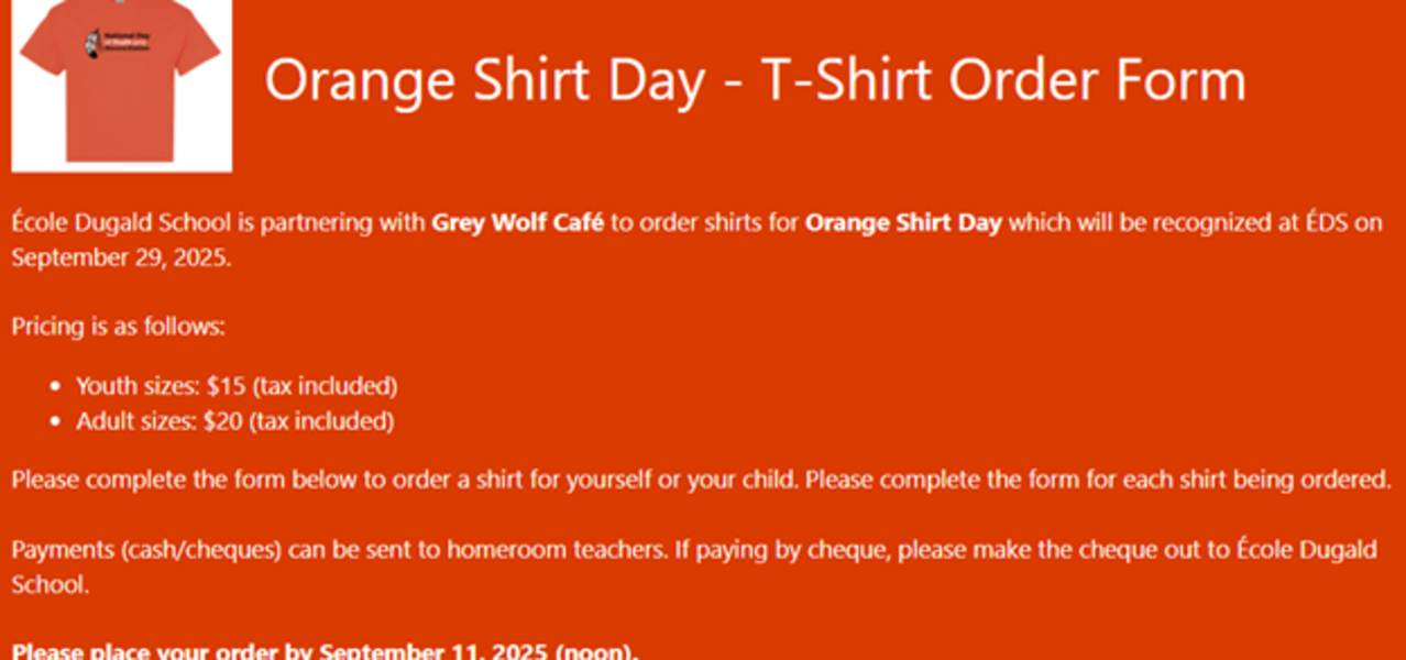 Orange Shirt Day Order Form