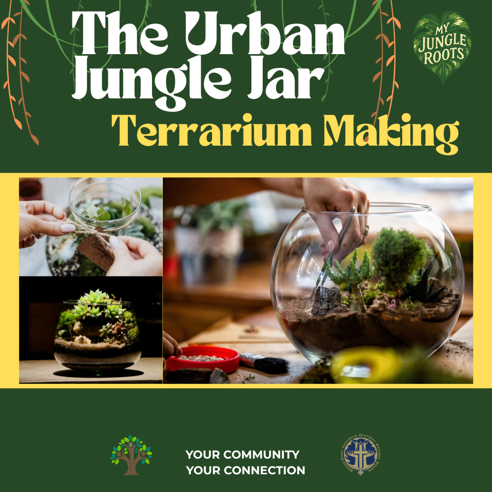 jungle terrariums with text reading the jungle bar