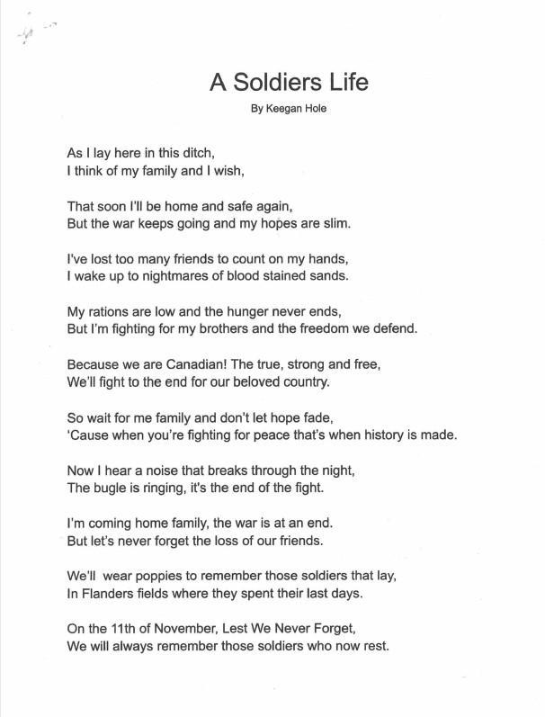 A Soldier's Life poem
