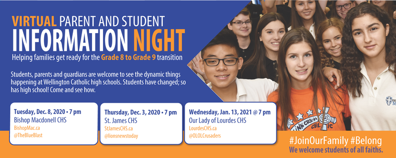 Grade 8 to Grade 9 Virtual Information Night Banner