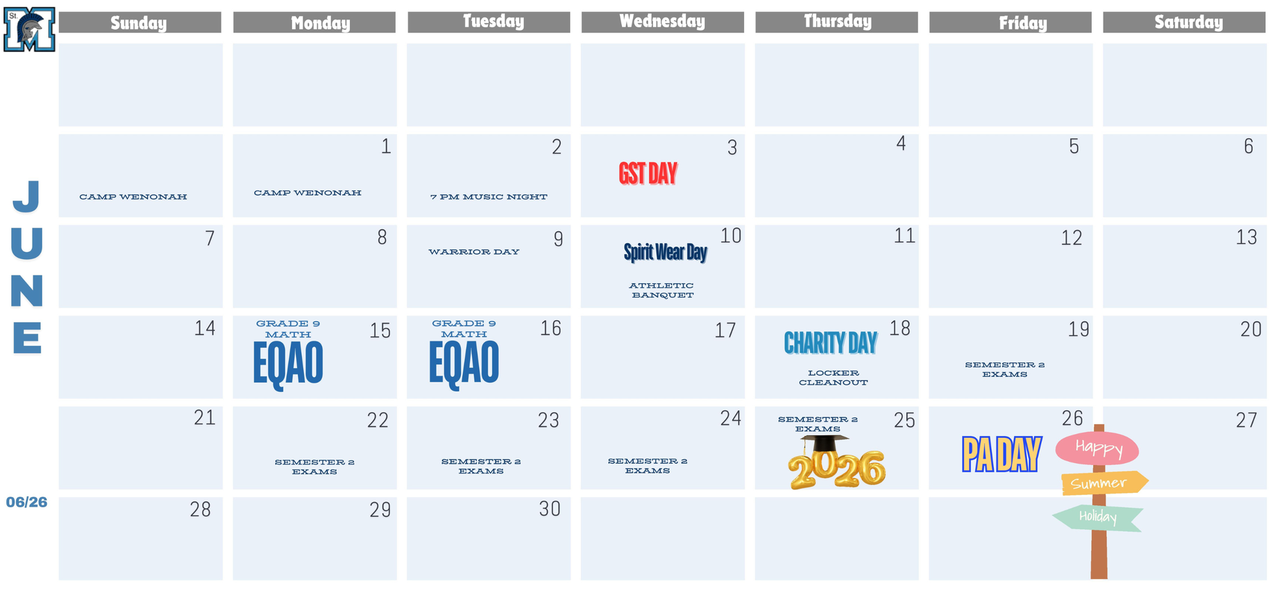 SMHS June events calendar