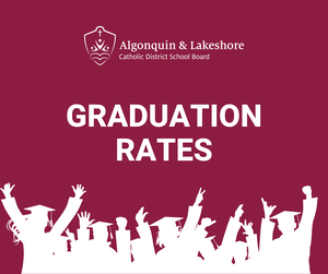 Graphic of students throwing grad caps in the air. The board logo is above them.