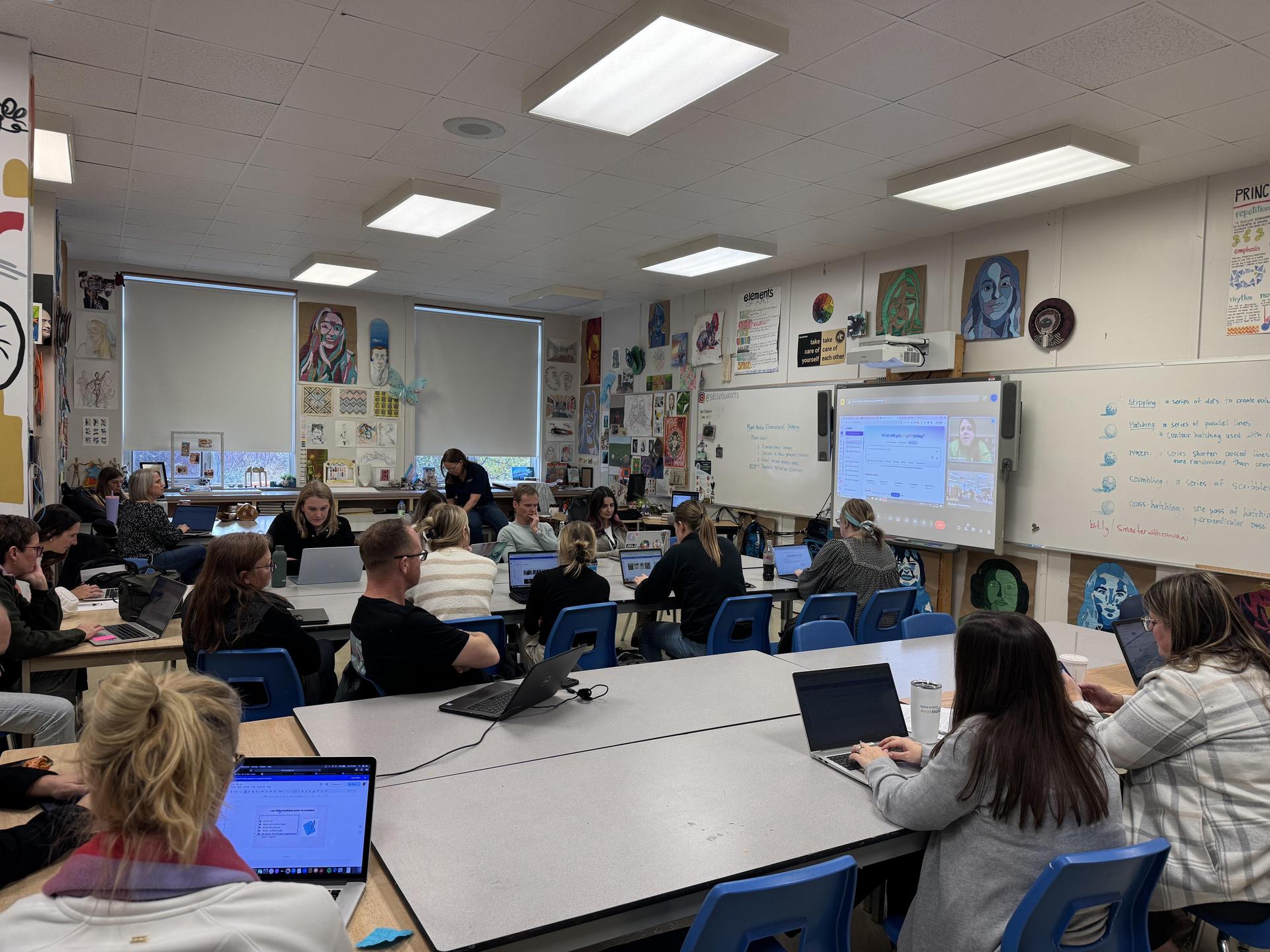 group of people sitting in a classroom