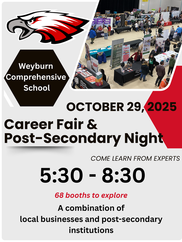 Grey background with red and black, an Eagles logo, and a picture of vendors in the Cugnet Centre