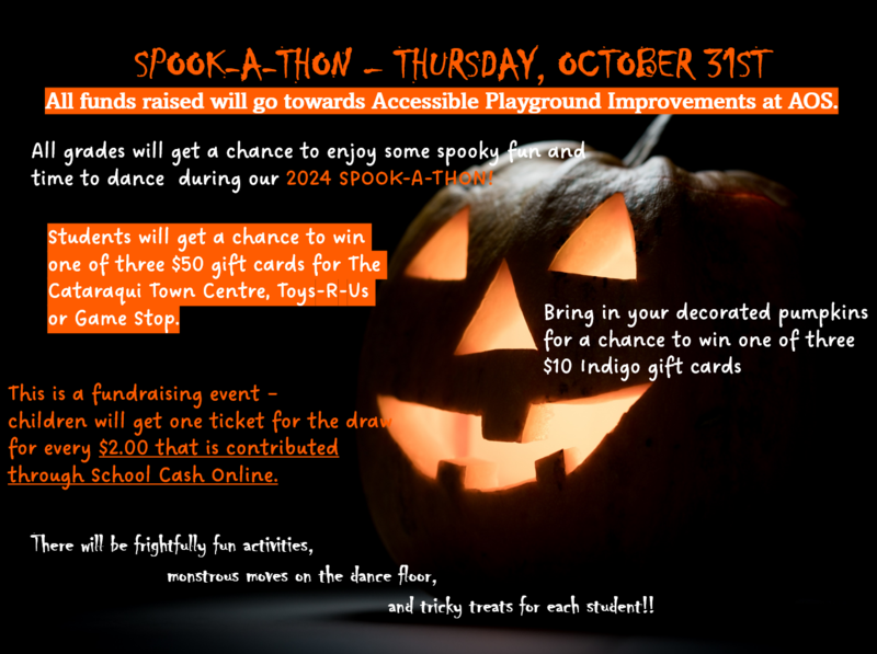 Jack-o-Lantern on a black background with Spookathon details
