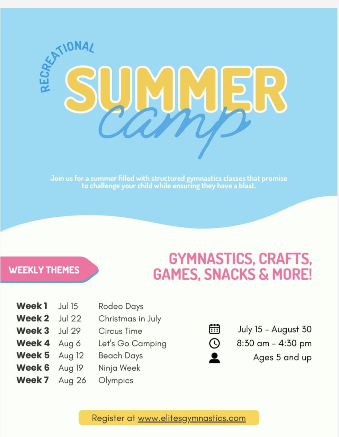 Recreational Summer Camps! Community Events Oak Bank Elementary