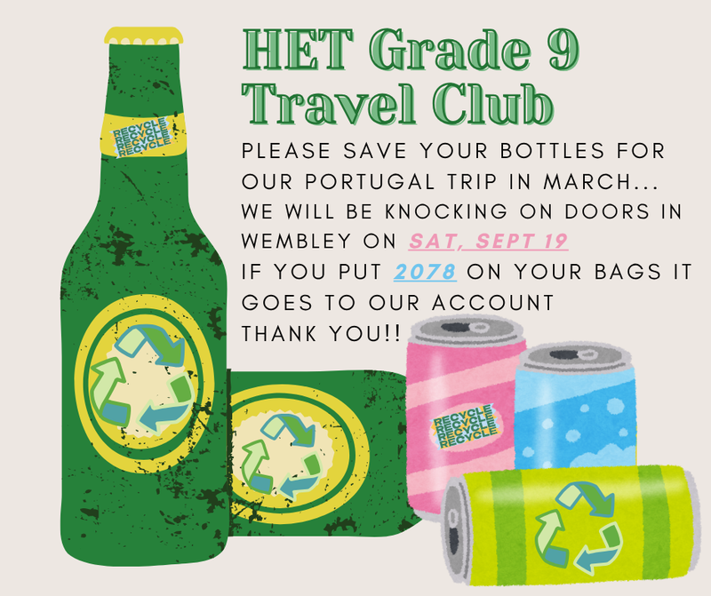Grade 9 Travel Club Bottle Drive Featured Photo