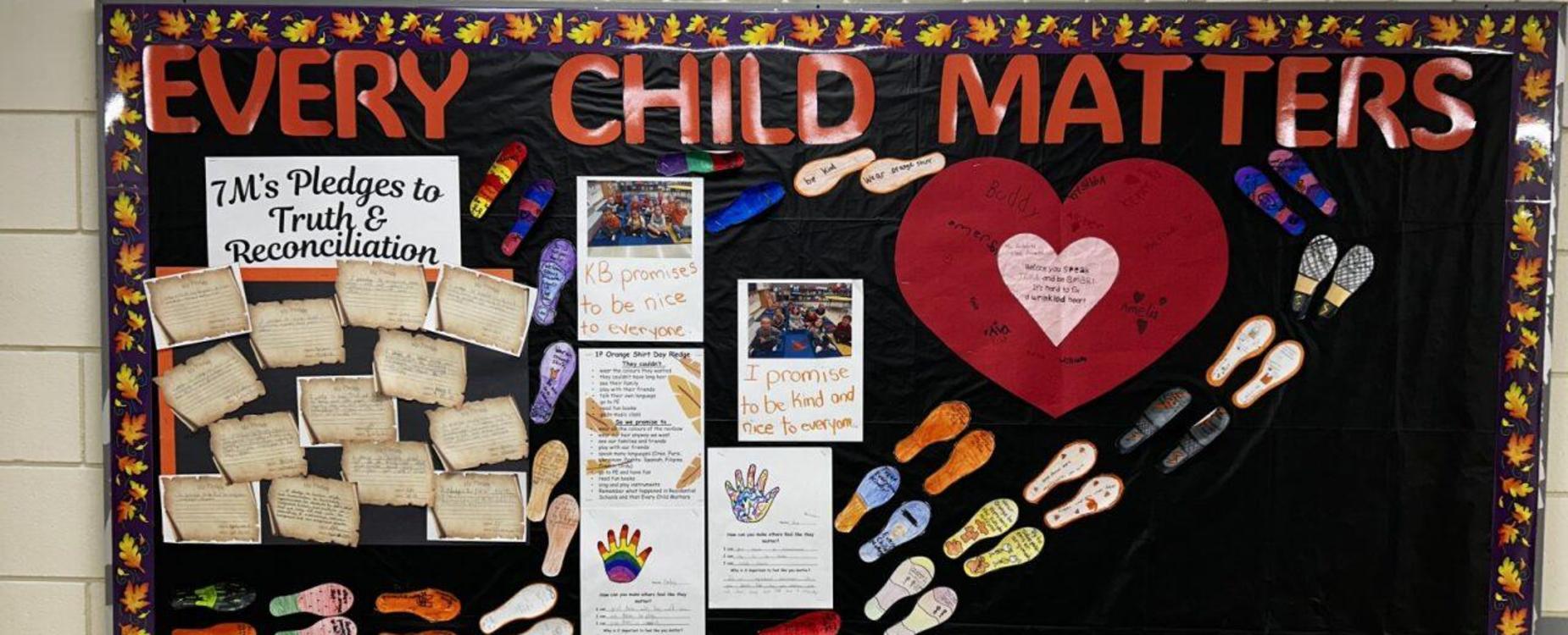 Every Child Matters Art on the bulletin board