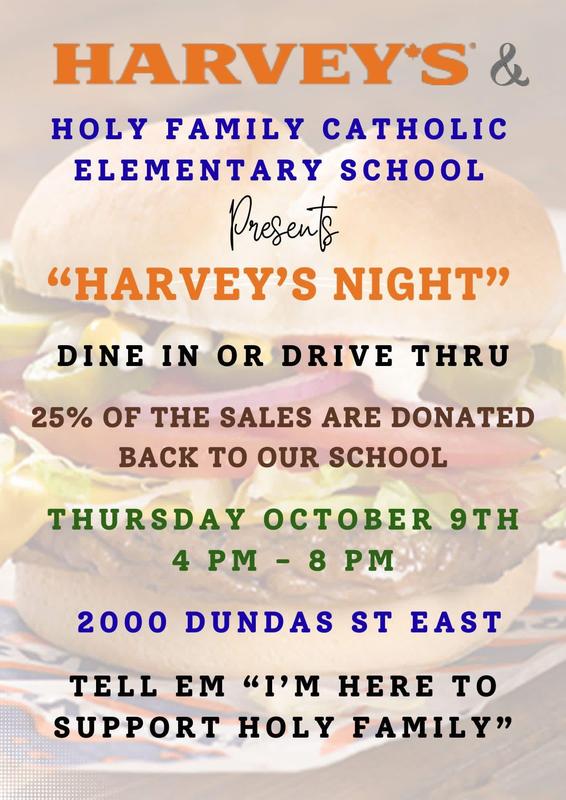 colourful flyer about harvey's fundraiser