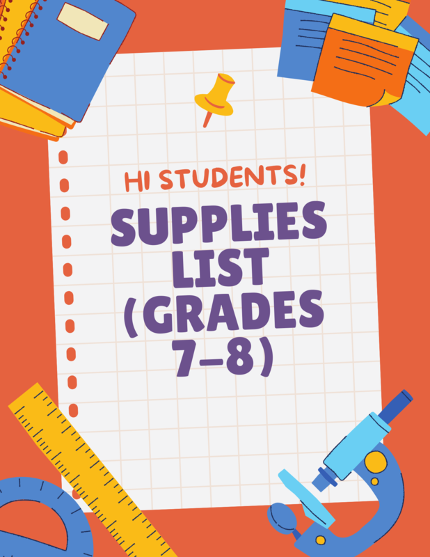 Grade 7 & 8 Recommended Supply List Featured Photo