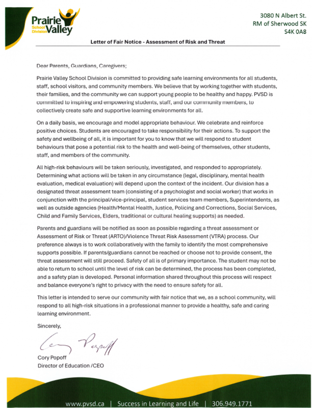 Letter of Fair Notice