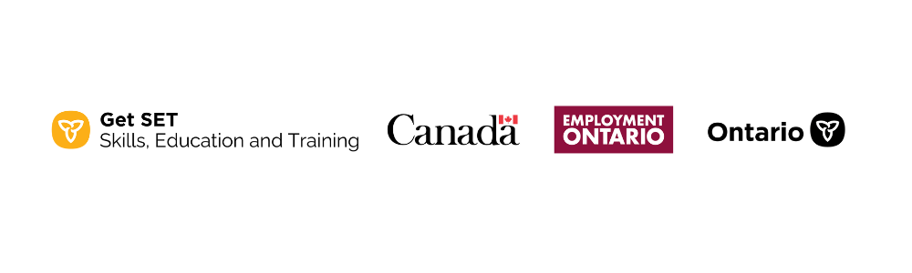 Logos: Canada, Employment Ontario, Ontario, and Skills, Education & Training