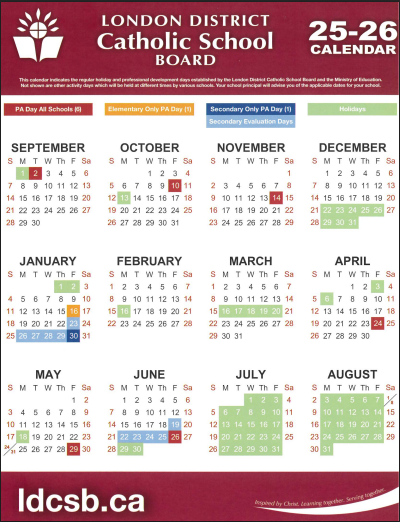 LDCSB Calendar 2025-26