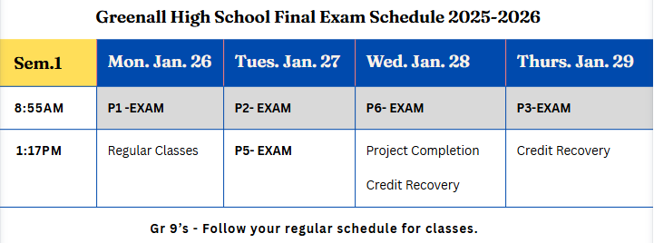 Final Exam Schedule