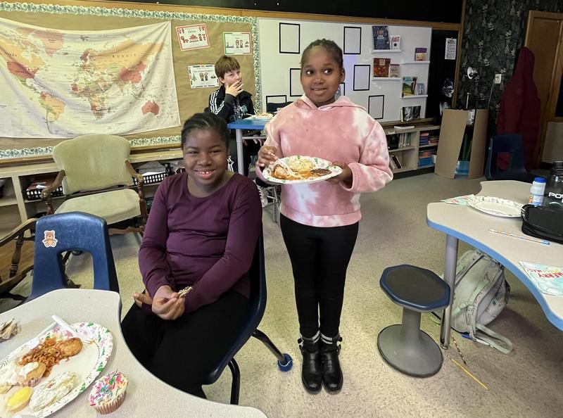 Grade 5 and 6 students participate in Class Cookbook project.