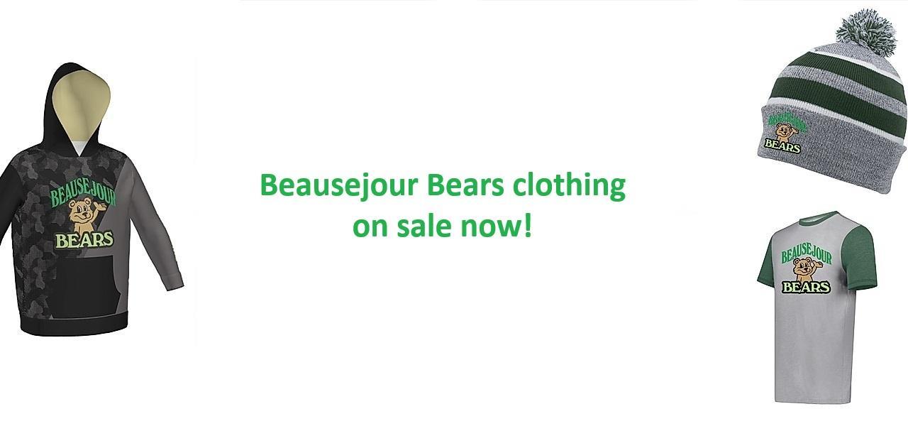 Beausejour Bears clothing on sale now!  Click to visit clothing store.