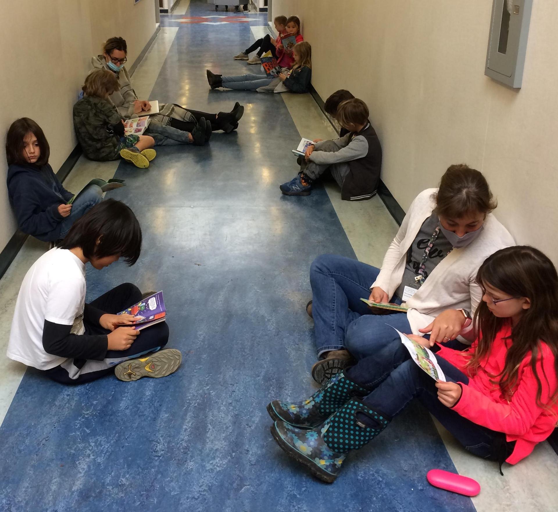 reading in the hallway