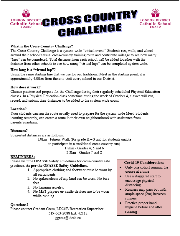 Cross Country Challenge Info