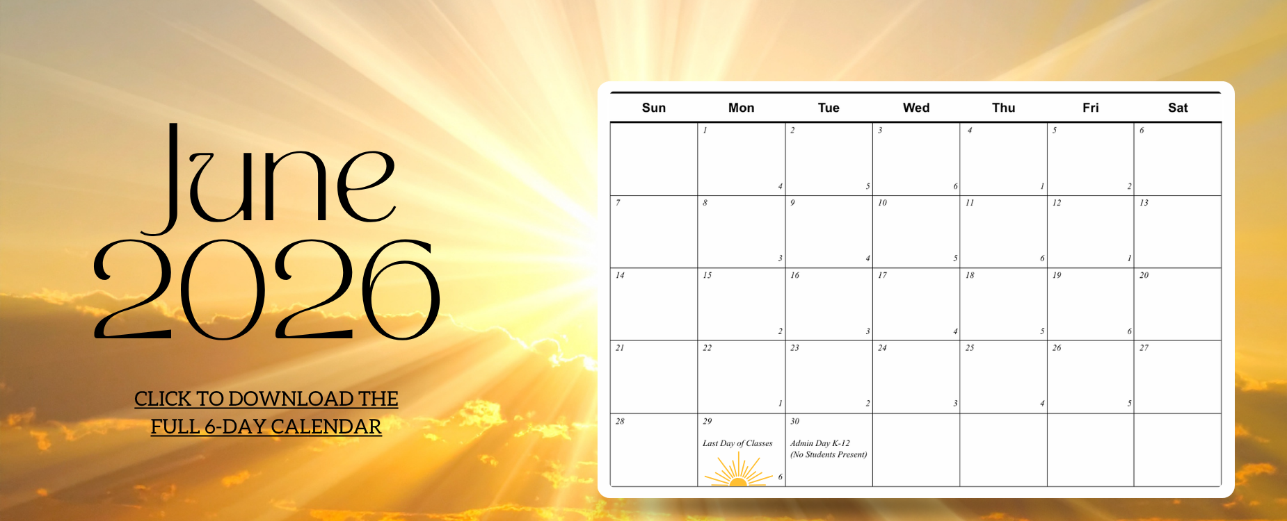 June 2026 school calendar.