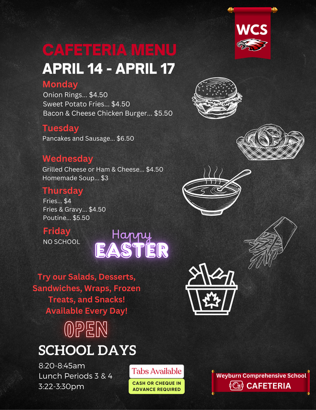 WCS Cafeteria Menu: April 14-17