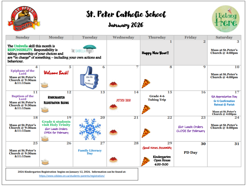 January 2026 School Calendar