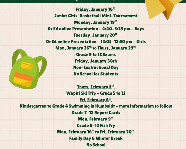 Dates to Remember - Jan & Feb