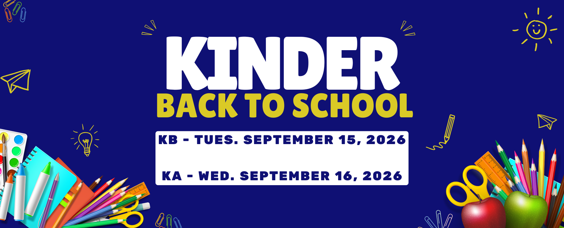 Kindergarten back to school dates