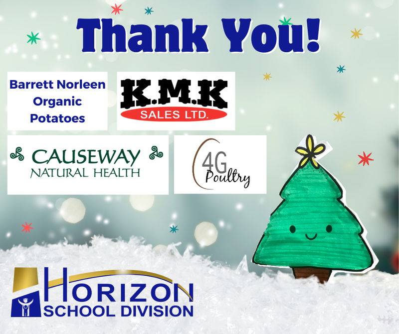 Thank you graphic featuring donor's logos. See horizonsd.ca/Christmas/ for full project details.