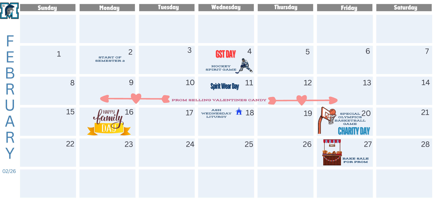 SMHS February Calendar of Events