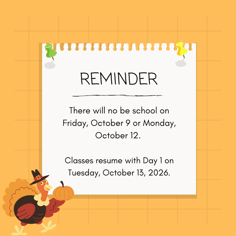 No classes October 9 or 12, 2026.