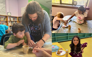 3 photos of students celebrating diwali