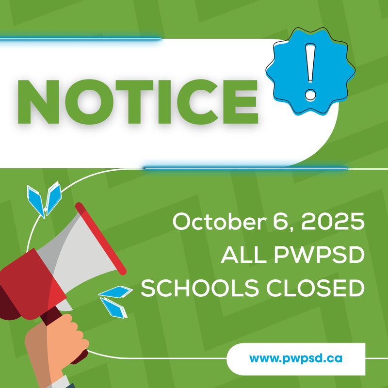 PWPSD Schools Closed Monday, October 6, 2025 Featured Photo