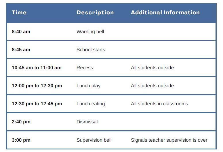 Bell Schedule