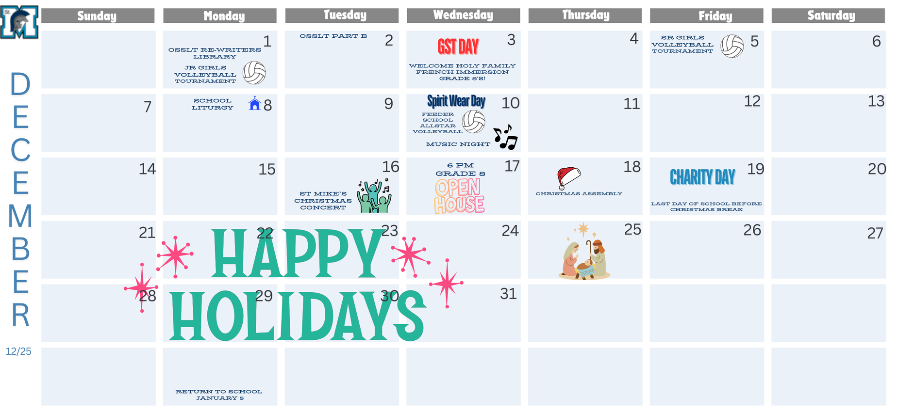 SMHS DECEMBER EVENTS