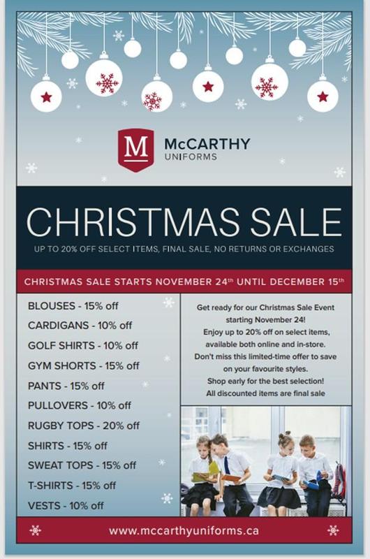 McCarthy Uniform Sale 2025