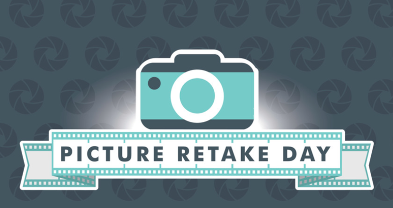 a picture of a camera with picture retake day written