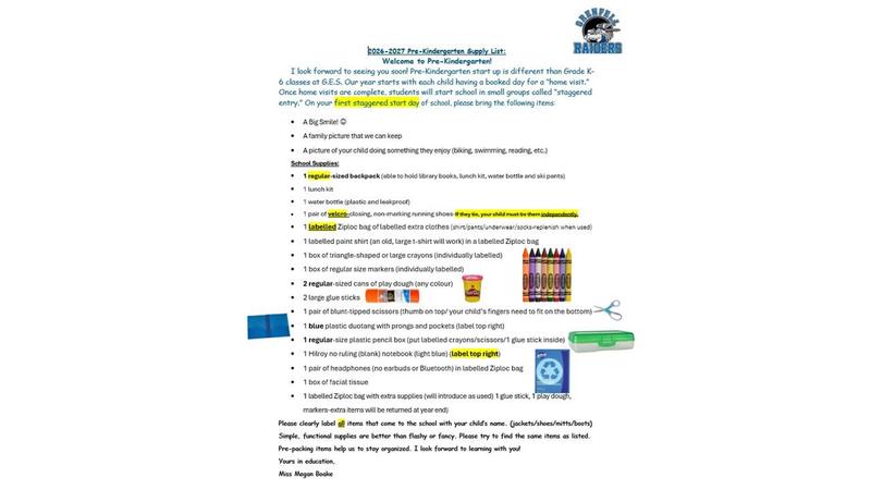 PREK Supply List 2026/27