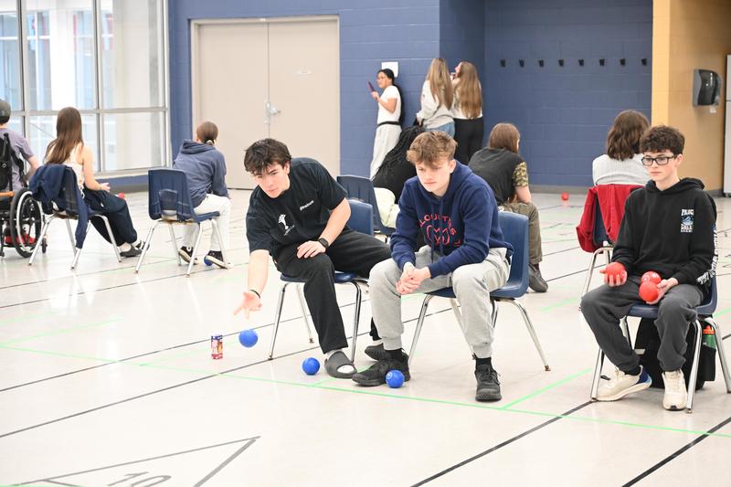 Students playing boccia.