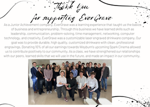 Title is along the top, with a smaller write up just below. Black wavy lines and specks decorate the page. There is a large group picture along the bottom.