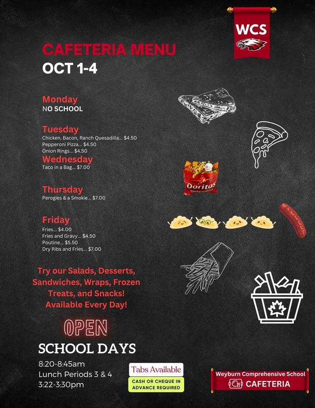 WCS Cafeteria Menu: Oct 1-4
