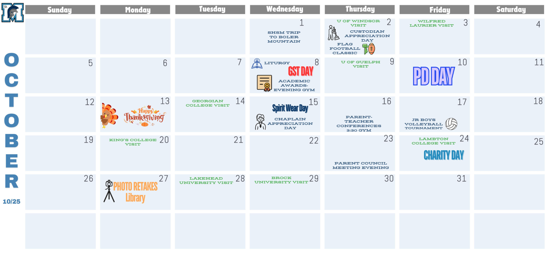 smhs events calendar for october 2025