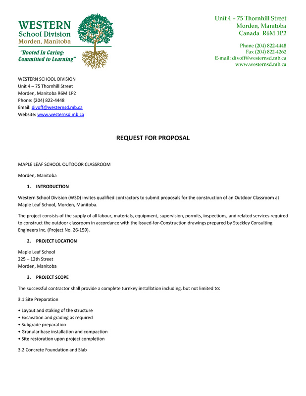 A letter for the Request for Proposal