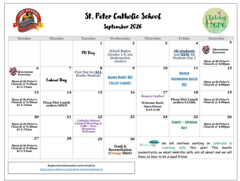 September 2026 School Calendar Featured Photo