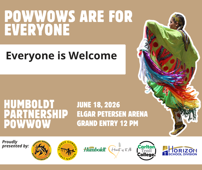 Promotional graphic for the Humboldt Partnership Powwow featuring the headline 
