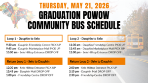 Grad Powwow bus schedule.