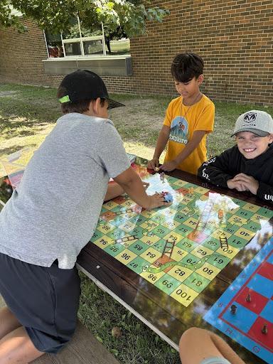 Students in the outdoor learning space at Hullett PS