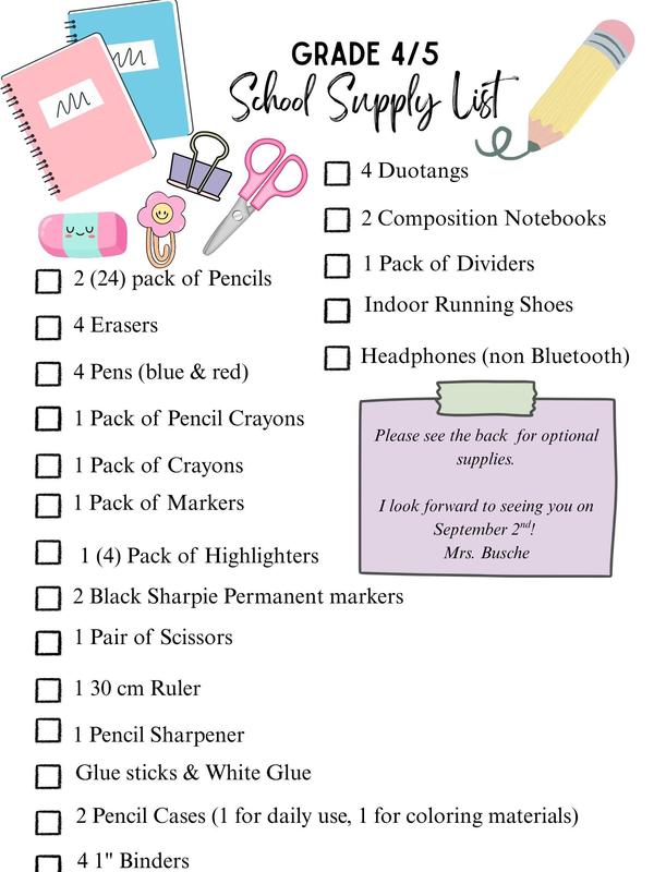 Grade 4/5 Supply List