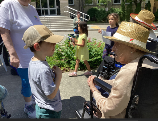 Students interacting with seniors
