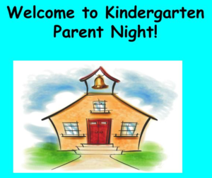 A picture of a school with "Welcome to Kindergarten" banner